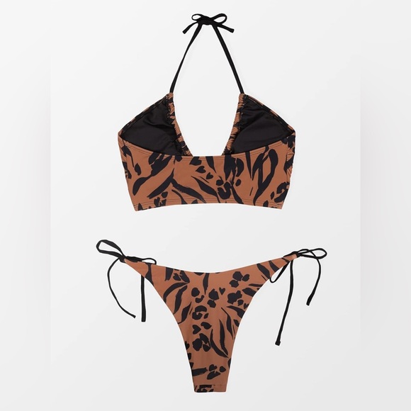 NWT-Women's Bikini Swimsuit Halter Lace Up Tie Side Two Piece Bathing Suit XL - Picture 5 of 11